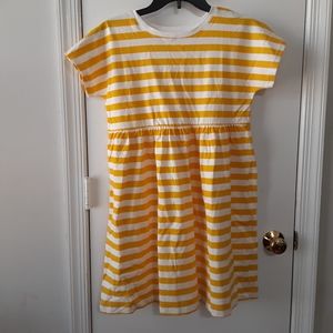 Old Navy girls yellow and white striped dress, XL 14-16